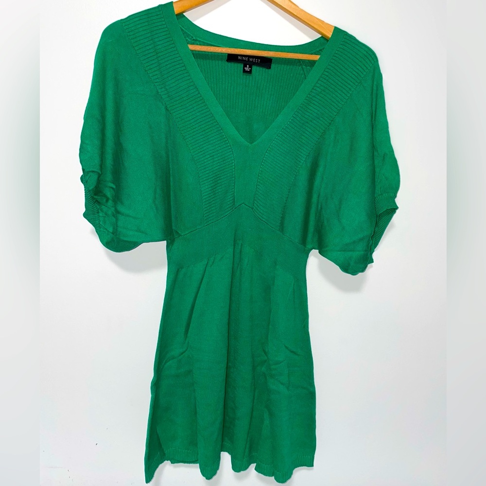 NINE WEST | NWOT A Line Short Puff Sleeve V Neckline Dress